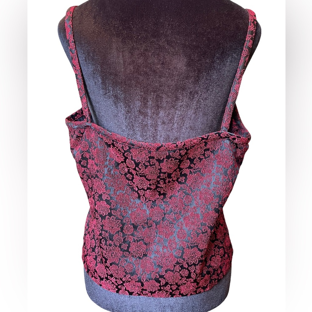 DD Collection Vintage 90s Red Black Whimsygoth Witchy Vampy Cropped Floral Top - Picture 5 of 6